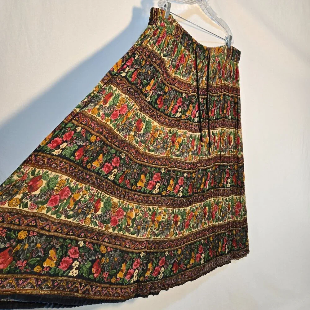 VINTAGE Semi-Sheer Festival Boho Full Peasant Silhouette Skirt OVERSIZED Size M. - Picture 3 of 17